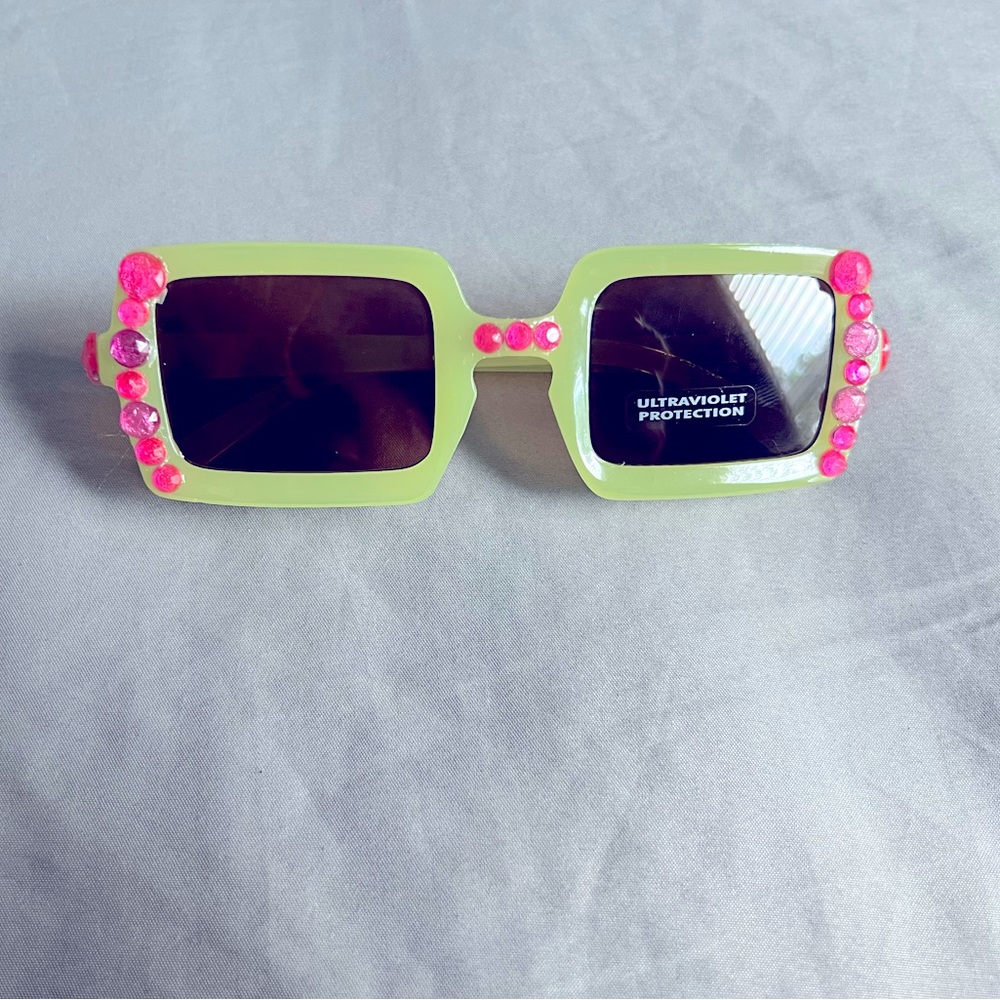It’s the Lime For Me Lime Green & Pink Stones Sunglasses